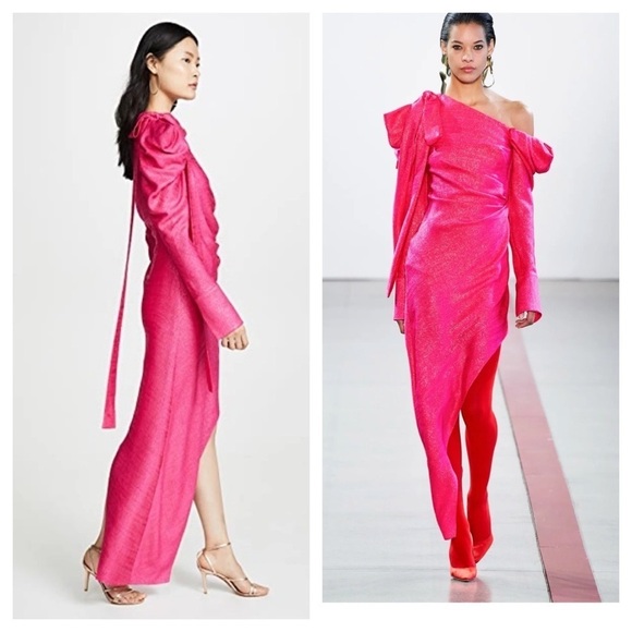 Hellessy / loulou runway shocking pink Asymmetrical Fuchsia Silk Dress 2 XS - Picture 1 of 7